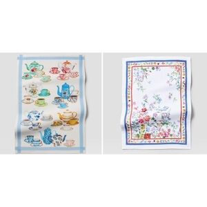 Bundle of 2 Sur La Table Teapot Floral Kitchen Towels